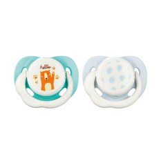 Combi 康貝 極淨日用安撫奶嘴組，齒顎設計，奶嘴內部可清洗, 0歲以上, 甜藍熊+圓點藍, 1組