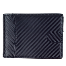 LIKEHOUSE 真皮碳纖維牛皮輕薄男士短夾鈔票夾 黑色 多卡位, 1個