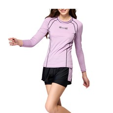 Summer love 夏之戀 大女衝浪裝二件式 長袖泳衣 附活動式罩杯, 紫色