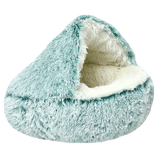 HISATO 寵物貝殼窩/貓窩/深度睡眠窩/保暖寵物床/狗窩/寵物睡墊, 酪梨綠, 1個