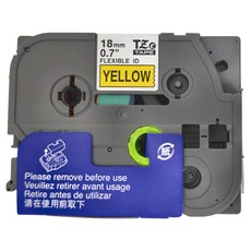Brother 兄弟牌 TZe 護貝纜線標籤帶 18mm, 黃底黑字
