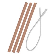 MiNiKOiOi 好好喝矽膠吸管組 可可棕, 3支, 1組