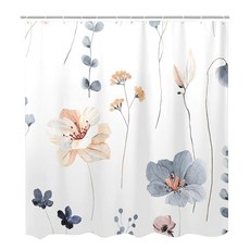 半島良品 不透光防霉防水浴簾 附掛勾, 鄉村水彩花, 1個