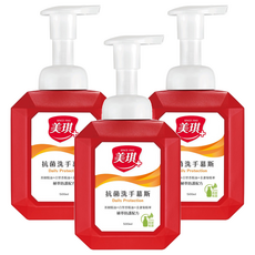 美琪 抗菌洗手慕斯, 泡沫綿密 清新味道 去除手部異味 品質有保障, 500ml, 3瓶