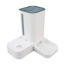 一體雙碗自動餵水器, 吃喝一體, 乾濕分離, 大容量1.5升水桶 & 2斤糧桶, 大角度滑梯, 重力作用, 藍色, 1.5ml, 2kg, 1個