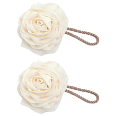 好物良品 超柔軟親膚 沐浴球 香草白 - 沐浴清潔、溫和去角質、玫瑰造型, 2個, 1入