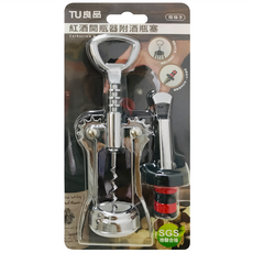 TU良品 紅酒開瓶器 附酒瓶塞, 開瓶後的封存防止變質 SGS檢驗合格, 1入, 單色