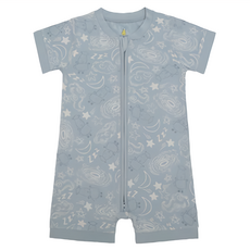 baa baa sheepz 抱抱羊 短袖雙拉鏈連身衣, 6~12個月, 宇宙藍