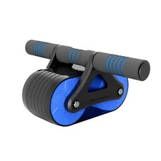 自動回彈坦克輪健腹輪 含跪墊 A-131-B 型號 ABS材質 尺寸24.5x36x15.5cm 重量1180g, 藍色 + 黑色