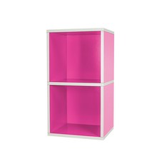 PMU 必美優 紙製二格置物櫃, 無毒紙家具 輕量又環保, DIY組裝, 34*28.7*66.4cm, 粉色, 1件