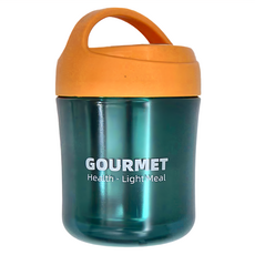 FANCY LIFE 不鏽鋼保溫罐 500ml 手握舒適 外杯保溫, 黃色 + 藍色, 1個