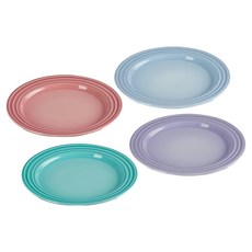 LE CREUSET 布列塔尼圓舞曲系列圓盤組 4個, 薔薇粉 + 薄荷綠 + 海岸藍 + 粉彩紫, 1組