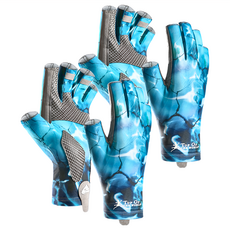 GOLOV.EJOy 運動戶外防曬防滑耐刮高彈冰絲手套 男款 UVS015, 2雙, 藍色