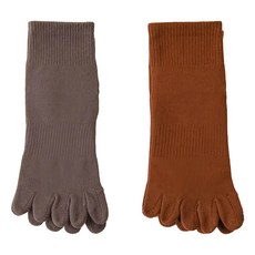 NICOFUN 愛定做 短筒五趾防滑瑜伽襪 FYK24YOGA04 女襪 70g 2雙, 22.5~25cm, 咖啡色 + 紅棕色