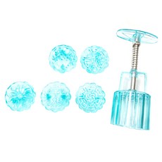 TRIARROW 三箭牌 圓形藍水晶手工糕餅模, 含5種不同樣式花片, TR-038C-2, 1組