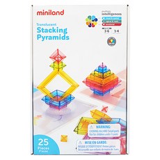 miniland 透光堆疊金字塔25件組 STEM玩具 半透明高彩四方形 大小顏色認知, 1組