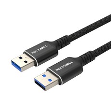 POLYWELL 寶利威爾 USB3.2 Type-A 公對公高速傳輸線 Gen1 5Gbps, 3m, 黑色, 1條