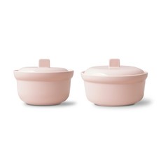BOWLBOWL Nordic 蒸蛋鍋 2件組 粉色 陶瓷 350毫升+500毫升, 1組