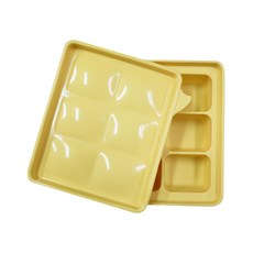 BABY JOY 冰分樂多功能食物製冰盒 鉑金矽膠材質 韓國製造 無凹槽設計 好清洗, 300ml, 鵝黃, 1個