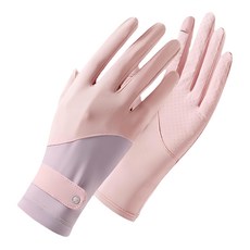 GOLOV.EJOy 冰絲涼感拼色防曬可觸屏騎行手套 專為夏天設計 輕柔舒適 掌心防滑, 櫻花粉, 1雙