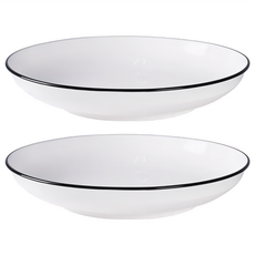 Homely Zakka 北歐創意Black系列陶瓷餐具 小圓深盤 Set 2, 簡約黑邊, 18 x 3.5cm, 1組