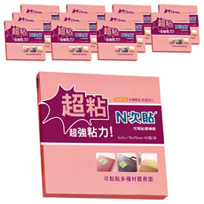 N次貼 超粘螢光便條本 62746 76 x 76mm 螢光粉紅 90張, 12本
