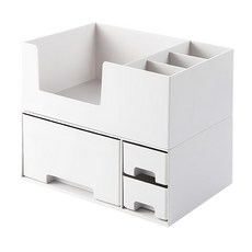 小麥購物 雙層抽屜收納盒, 1個, 白色