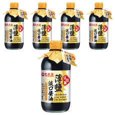 萬家香 純佳釀薄鹽淡口醬油，非基因改造黃豆釀造，450ml, 5瓶