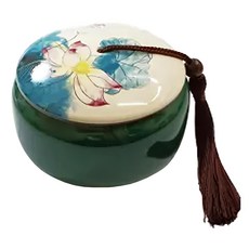 夏禪清荷陶瓷密封茶葉罐儲物罐, 淺藍色, 1個