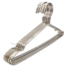 G+居家 不鏽鋼加粗扁條衣架, 40cm, 8mm加寬扁線, 10kg+承重, 5入/組, 經典銀, 1組