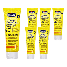 Chicco 寶貝嬰兒輕潤防曬乳霜, SPF50+，75ml，適用於0歲以上新生兒及敏感肌，隔離UVA/UVB/紅外線, 6條