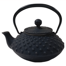 IWACHU 岩鑄 3型急須平アラレ 附濾網 12041, 黑色, 350ml, 1個