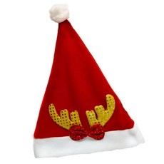 摩達客 耶誕派對鹿角蝴蝶結聖誕帽, 1個, 金色