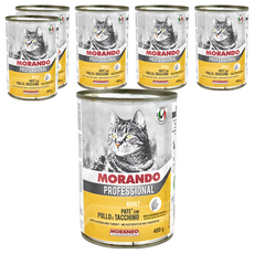 MORANDO 摩納多 成貓 專業主食肉醬貓罐 400g 無添加防腐劑 呵護腸胃, 雞肉 + 火雞肉, 6罐
