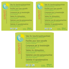 Sonett 律動 洗碗機專用環保洗碗錠 Set 25個, 不含氯、磷酸鹽、酵素和香料, 完全可生物降解, 500g, 3盒