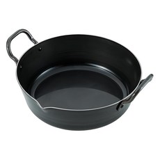 日製 鍛鐵炸鍋 24cm 導熱均勻 減少油煙, 雙耳 黑色, 1個