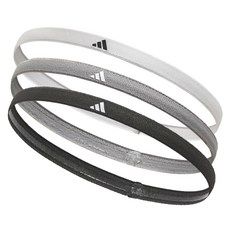 adidas 愛迪達 止滑運動髮帶3件組 ADAC-16203, 曜石黑 + 象牙白 + 冷冽灰, 1組