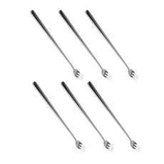 Bloom at home 簡約亮面長叉, 6入, 銀色