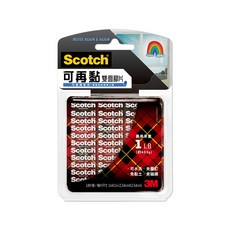 3M Scotch R100S 可再黏雙面膠片, 18片 1x1吋(2.54x2.54cm), 1組