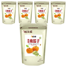 元氣家 綠茶帶殼南瓜子, 低溫烘焙非油炸, 嚴選大粒南瓜子, 飽滿口感, 200g, 5包