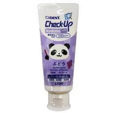 KODOMO 獅王LION DENT CHECK-UP 兒童含氟牙膏 熊貓 葡萄, 60g, 6條