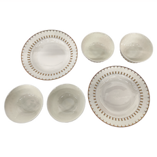 JUST HOME 羽藏骨瓷6件餐具組, 白色 + 金色, 碗 + 湯盤, 1組