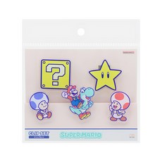sun-star 超級瑪利歐壓克力夾5件組 粉橘色, 1組