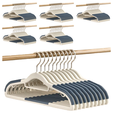 理享家 無痕防滑多功能衣架 雙位款, 孔雀藍, 6組