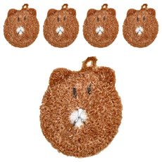 MasterClean 韓風手編洗碗巾, 可愛小熊造型, 小熊深棕色, 3個, 5包