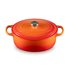LE CREUSET 橢圓鐵鍋 4480g 3.2L, 火焰橘, 1個, 25cm