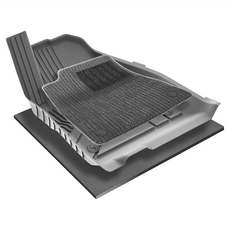 左駕腳踏墊 美尼絲踏毯 卡扣款 適用於煥新版 雙層設計 防水易打理, Model 3, 黑色