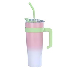 海山媽咪 巨無霸保溫杯超大容量不鏽鋼吸管杯, 漸層粉, 1.25L, 1個