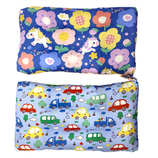 純棉可水洗安撫兒童荳荳枕頭 Set 2, 43 x 28 x 6cm, 花朵獨角獸 藍色 + 卡通汽車 淺藍色
