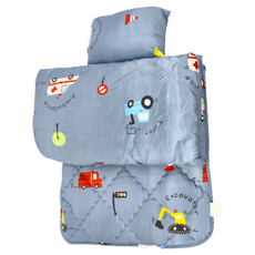 愛北鼻 幼兒園萊賽爾3件組 3M, 汽車樂園 灰色, 枕頭 38 x 29cm + 睡墊 118 x 75cm + 涼被 150 x 120cm